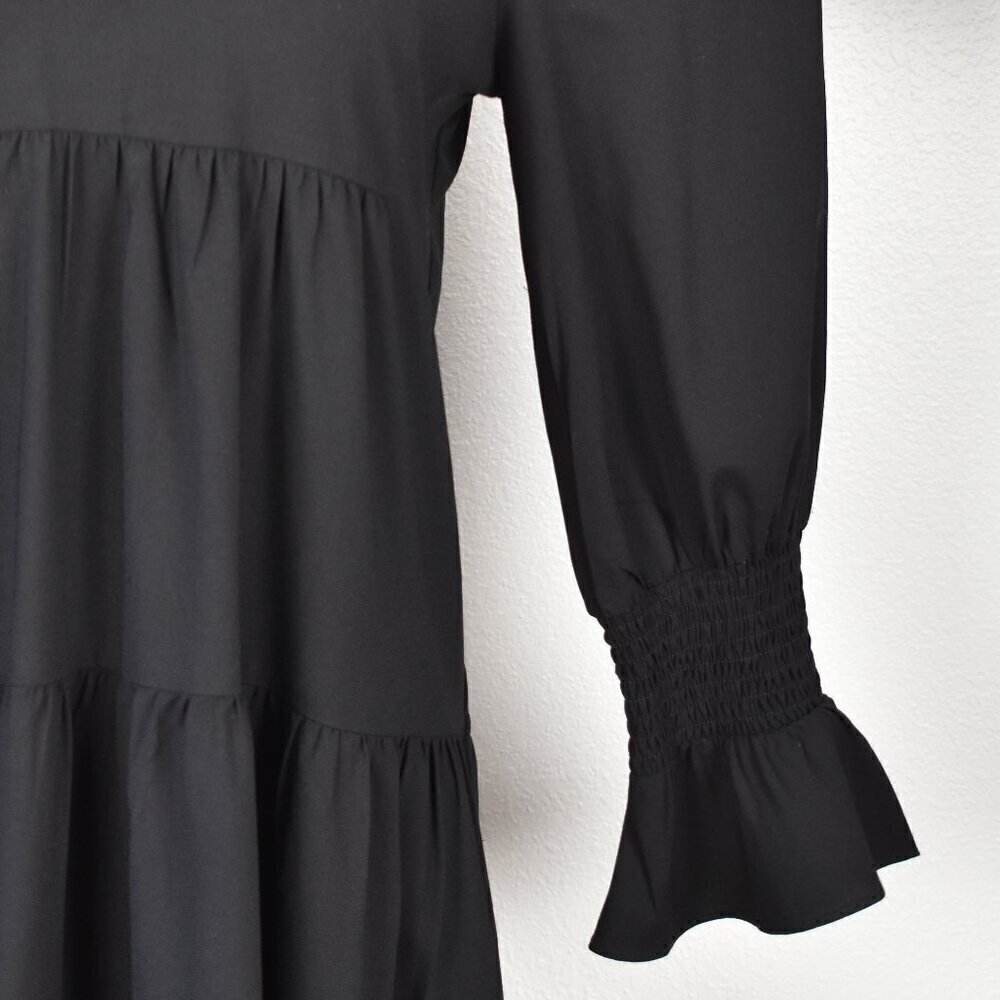 Pomander Place Kenzo Tiered Crepe Black Dress - L - Picture 3 of 11
